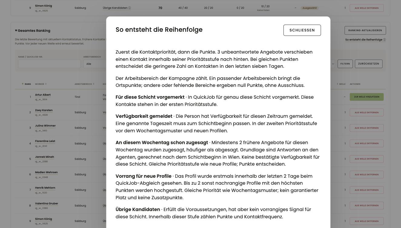 Erklärtext in der Inbox: So entsteht die Reihenfolge, Prioritätsstufen und Punkte